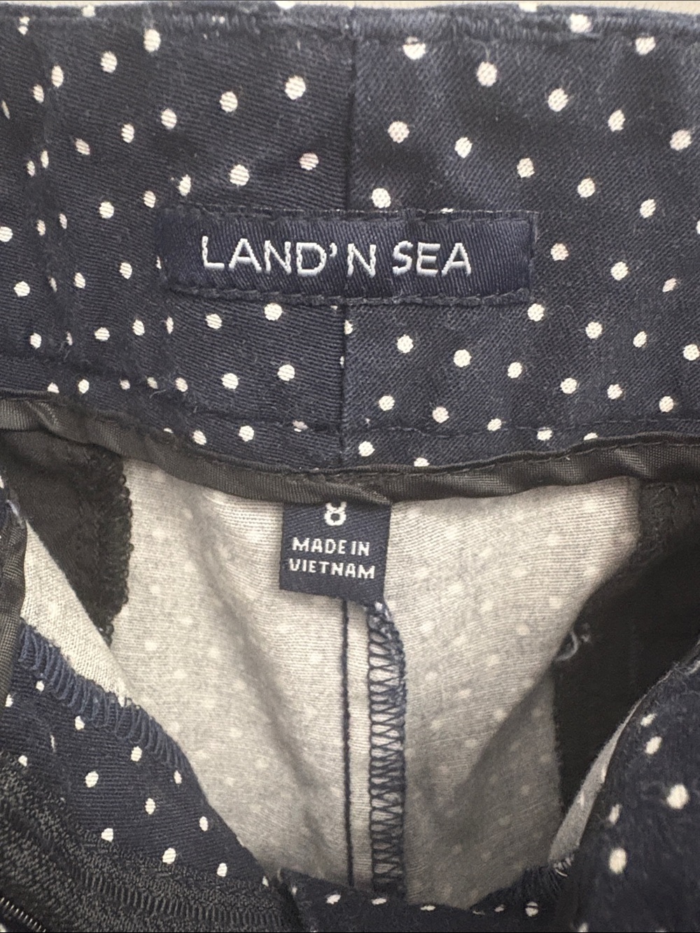 Polka Dot Navy Women’s Stretch Shorts - Picture 2 of 3